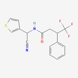 molecular formula C16H13F3N2OS B2638880 N-[cyano(thiophen-3-yl)methyl]-4,4,4-trifluoro-3-phenylbutanamide CAS No. 1355889-74-5