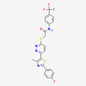 molecular formula C23H16F4N4OS2 B2638891 2-({6-[2-(4-fluorophenyl)-4-methyl-1,3-thiazol-5-yl]pyridazin-3-yl}sulfanyl)-N-[4-(trifluoromethyl)phenyl]acetamide CAS No. 923173-32-4