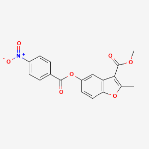 molecular formula C18H13NO7 B2638934 Methyl 2-methyl-5-(4-nitrobenzoyloxy)-1-benzofuran-3-carboxylate CAS No. 301682-69-9