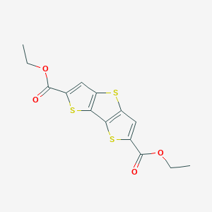 molecular formula C14H12O4S3 B2639004 diethyl 3,7,11-trithiatricyclo[6.3.0.02,6]undeca-1(8),2(6),4,9-tetraene-4,10-dicarboxylate CAS No. 502764-52-5