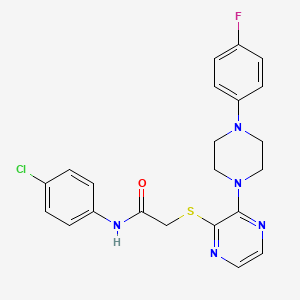 molecular formula C22H21ClFN5OS B2639043 N-(4-chlorophenyl)-2-({3-[4-(4-fluorophenyl)piperazin-1-yl]pyrazin-2-yl}sulfanyl)acetamide CAS No. 1031954-32-1
