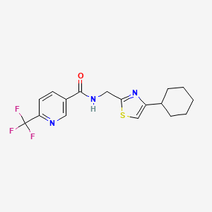 molecular formula C17H18F3N3OS B2639134 N-[(4-cyclohexyl-1,3-thiazol-2-yl)methyl]-6-(trifluoromethyl)pyridine-3-carboxamide CAS No. 2034400-81-0