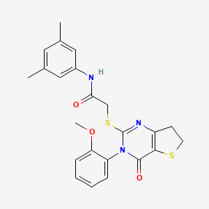 molecular formula C23H23N3O3S2 B2639184 N-(3,5-dimethylphenyl)-2-((3-(2-methoxyphenyl)-4-oxo-3,4,6,7-tetrahydrothieno[3,2-d]pyrimidin-2-yl)thio)acetamide CAS No. 686772-11-2