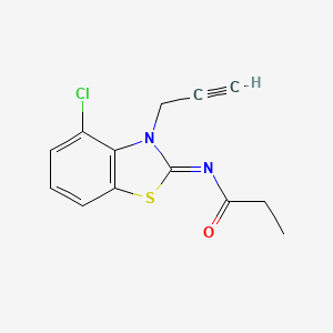 molecular formula C13H11ClN2OS B2639231 N-[(2Z)-4-chloro-3-(prop-2-yn-1-yl)-2,3-dihydro-1,3-benzothiazol-2-ylidene]propanamide CAS No. 868674-37-7