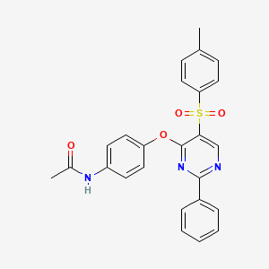 molecular formula C25H21N3O4S B2639238 N-(4-{[5-(4-methylbenzenesulfonyl)-2-phenylpyrimidin-4-yl]oxy}phenyl)acetamide CAS No. 478247-36-8