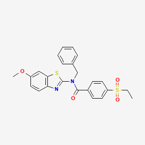 molecular formula C24H22N2O4S2 B2639259 N-benzyl-4-(ethylsulfonyl)-N-(6-methoxybenzo[d]thiazol-2-yl)benzamide CAS No. 941925-82-2