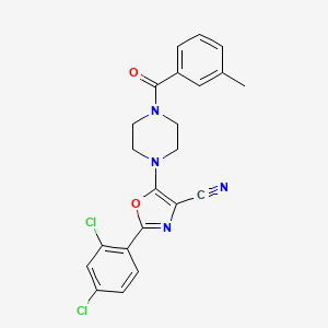 molecular formula C22H18Cl2N4O2 B2639280 2-(2,4-dichlorophenyl)-5-[4-(3-methylbenzoyl)piperazin-1-yl]-1,3-oxazole-4-carbonitrile CAS No. 946200-64-2