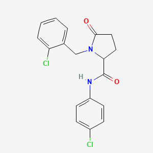 molecular formula C18H16Cl2N2O2 B2639307 N-(4-chlorophenyl)-1-[(2-chlorophenyl)methyl]-5-oxopyrrolidine-2-carboxamide CAS No. 477768-26-6