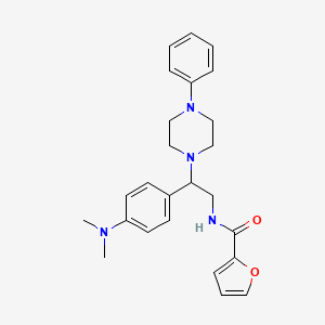 molecular formula C25H30N4O2 B2639316 N-{2-[4-(dimethylamino)phenyl]-2-(4-phenylpiperazin-1-yl)ethyl}furan-2-carboxamide CAS No. 946315-48-6