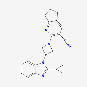 molecular formula C22H21N5 B2639332 2-[3-(2-cyclopropyl-1H-1,3-benzodiazol-1-yl)azetidin-1-yl]-5H,6H,7H-cyclopenta[b]pyridine-3-carbonitrile CAS No. 2380191-67-1