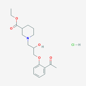 molecular formula C19H28ClNO5 B2639333 Ethyl 1-[3-(2-acetylphenoxy)-2-hydroxypropyl]piperidine-3-carboxylate hydrochloride CAS No. 1052515-34-0