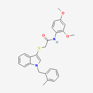 molecular formula C26H26N2O3S B2639338 N-(2,4-dimethoxyphenyl)-2-((1-(2-methylbenzyl)-1H-indol-3-yl)thio)acetamide CAS No. 450347-50-9