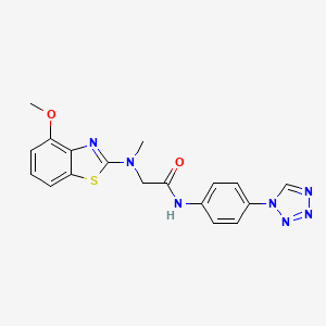 molecular formula C18H17N7O2S B2639352 N-(4-(1H-tetrazol-1-yl)phenyl)-2-((4-methoxybenzo[d]thiazol-2-yl)(methyl)amino)acetamide CAS No. 1351661-49-8