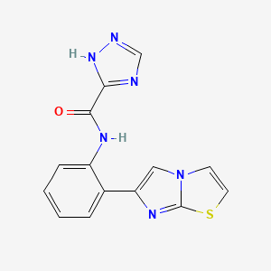 molecular formula C14H10N6OS B2639362 N-(2-(imidazo[2,1-b]thiazol-6-yl)phenyl)-1H-1,2,4-triazole-5-carboxamide CAS No. 1705319-65-8