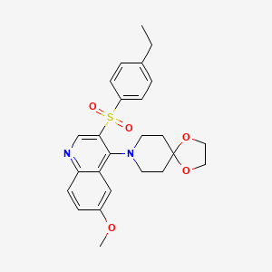 molecular formula C25H28N2O5S B2639384 8-[3-(4-Ethylbenzenesulfonyl)-6-methoxyquinolin-4-yl]-1,4-dioxa-8-azaspiro[4.5]decane CAS No. 887223-22-5