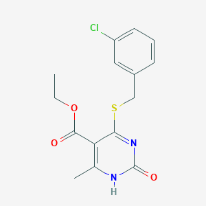molecular formula C15H15ClN2O3S B2639444 ethyl 4-{[(3-chlorophenyl)methyl]sulfanyl}-6-methyl-2-oxo-1,2-dihydropyrimidine-5-carboxylate CAS No. 899971-70-1