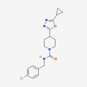 molecular formula C18H21ClN4O2 B2639470 N-[(4-chlorophenyl)methyl]-4-(5-cyclopropyl-1,3,4-oxadiazol-2-yl)piperidine-1-carboxamide CAS No. 1171746-20-5
