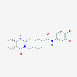 B2639538 N-(3,4-dimethoxyphenyl)-4-((4-oxo-2-thioxo-1,2-dihydroquinazolin-3(4H)-yl)methyl)cyclohexanecarboxamide CAS No. 443351-59-5