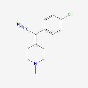 molecular formula C14H15ClN2 B2639541 2-(4-Chlorophenyl)-2-(1-methylpiperidin-4-ylidene)acetonitrile CAS No. 1923238-63-4