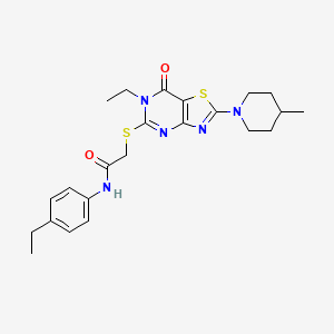 2-{[6-ethyl-2-(4-methylpiperidino)-7-oxo-6,7-dihydro[1,3]thiazolo[4,5-d]pyrimidin-5-yl]sulfanyl}-N~1~-(4-ethylphenyl)acetamide