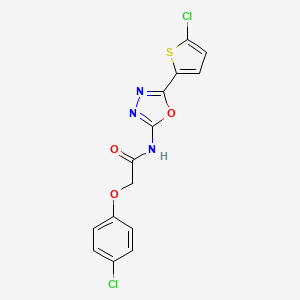 molecular formula C14H9Cl2N3O3S B2639558 2-(4-chlorophenoxy)-N-[5-(5-chlorothiophen-2-yl)-1,3,4-oxadiazol-2-yl]acetamide CAS No. 865288-27-3