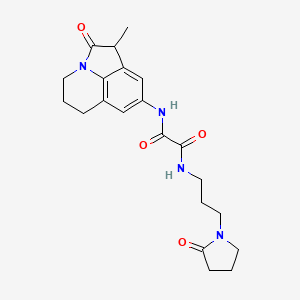 molecular formula C21H26N4O4 B2639607 N-{3-methyl-2-oxo-1-azatricyclo[6.3.1.0^{4,12}]dodeca-4,6,8(12)-trien-6-yl}-N'-[3-(2-oxopyrrolidin-1-yl)propyl]ethanediamide CAS No. 898411-50-2