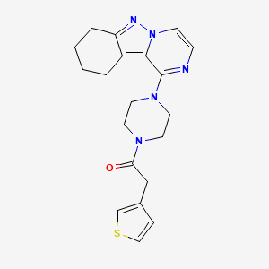 molecular formula C20H23N5OS B2639621 1-[4-(3-Thienylacetyl)piperazin-1-yl]-7,8,9,10-tetrahydropyrazino[1,2-b]indazole CAS No. 2034446-21-2
