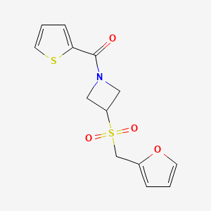 molecular formula C13H13NO4S2 B2639624 (3-((Furan-2-ylmethyl)sulfonyl)azetidin-1-yl)(thiophen-2-yl)methanone CAS No. 1797847-74-5