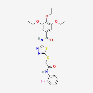 molecular formula C23H25FN4O5S2 B2639643 3,4,5-triethoxy-N-[5-({[(2-fluorophenyl)carbamoyl]methyl}sulfanyl)-1,3,4-thiadiazol-2-yl]benzamide CAS No. 392298-74-7