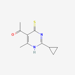 molecular formula C10H12N2OS B2639650 1-(2-Cyclopropyl-4-methyl-6-sulfanylidene-1,6-dihydropyrimidin-5-yl)ethan-1-one CAS No. 940820-54-2
