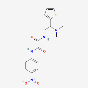 molecular formula C16H18N4O4S B2639653 N-[2-(dimethylamino)-2-(thiophen-2-yl)ethyl]-N'-(4-nitrophenyl)ethanediamide CAS No. 942011-91-8