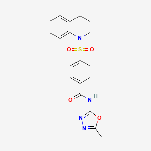 molecular formula C19H18N4O4S B2639660 4-((3,4-dihydroquinolin-1(2H)-yl)sulfonyl)-N-(5-methyl-1,3,4-oxadiazol-2-yl)benzamide CAS No. 685837-51-8