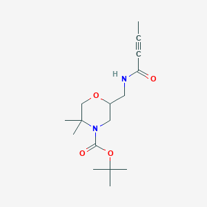 molecular formula C16H26N2O4 B2639663 Tert-butyl 2-[(but-2-ynoylamino)methyl]-5,5-dimethylmorpholine-4-carboxylate CAS No. 2411294-13-6