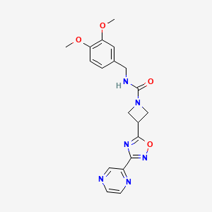 molecular formula C19H20N6O4 B2639709 N-(3,4-dimethoxybenzyl)-3-(3-(pyrazin-2-yl)-1,2,4-oxadiazol-5-yl)azetidine-1-carboxamide CAS No. 1323659-11-5