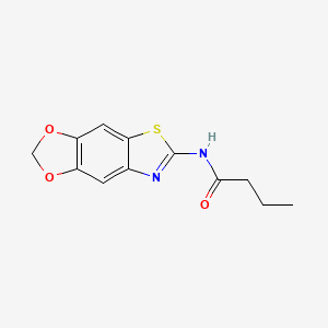 molecular formula C12H12N2O3S B2639746 N-{4,6-dioxa-10-thia-12-azatricyclo[7.3.0.0^{3,7}]dodeca-1(9),2,7,11-tetraen-11-yl}butanamide CAS No. 892850-66-7