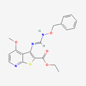 molecular formula C19H19N3O4S B2639760 Ethyl 3-({[(benzyloxy)imino]methyl}amino)-4-methoxythieno[2,3-b]pyridine-2-carboxylate CAS No. 341966-63-0