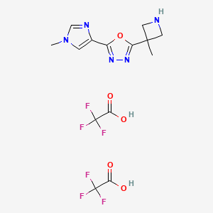 2-(1-Methyl-1H-imidazol-4-yl)-5-(3-methylazetidin-3-yl)-1,3,4-oxadiazole, bis(trifluoroacetic acid)