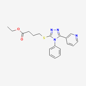 molecular formula C19H20N4O2S B2639785 ethyl 4-{[4-phenyl-5-(pyridin-3-yl)-4H-1,2,4-triazol-3-yl]sulfanyl}butanoate CAS No. 457953-31-0