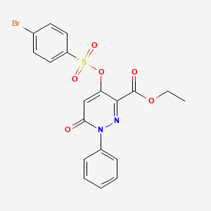 molecular formula C19H15BrN2O6S B2639786 Ethyl 4-(((4-bromophenyl)sulfonyl)oxy)-6-oxo-1-phenyl-1,6-dihydropyridazine-3-carboxylate CAS No. 899959-47-8
