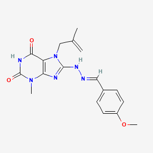 8-[(2E)-2-[(4-methoxyphenyl)methylidene]hydrazinyl]-3-methyl-7-(2-methylprop-2-enyl)purine-2,6-dione