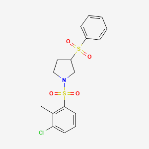 1-((3-Chloro-2-methylphenyl)sulfonyl)-3-(phenylsulfonyl)pyrrolidine