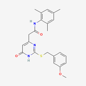 molecular formula C23H25N3O3S B2639813 N-mesityl-2-(2-((3-methoxybenzyl)thio)-6-oxo-1,6-dihydropyrimidin-4-yl)acetamide CAS No. 1105237-88-4