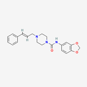 molecular formula C21H23N3O3 B2639820 N-(2H-13-BENZODIOXOL-5-YL)-4-[(2E)-3-PHENYLPROP-2-EN-1-YL]PIPERAZINE-1-CARBOXAMIDE CAS No. 1164513-65-8