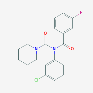 molecular formula C19H18ClFN2O2 B2639826 N-(3-chlorophenyl)-3-fluoro-N-(piperidine-1-carbonyl)benzamide CAS No. 899992-80-4