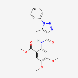 molecular formula C20H20N4O5 B2639834 methyl 4,5-dimethoxy-2-(5-methyl-1-phenyl-1H-1,2,3-triazole-4-amido)benzoate CAS No. 923257-27-6