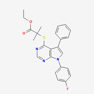 ethyl 2-((7-(4-fluorophenyl)-5-phenyl-7H-pyrrolo[2,3-d]pyrimidin-4-yl)thio)-2-methylpropanoate