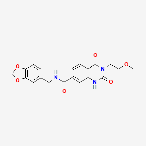 N-(benzo[d][1,3]dioxol-5-ylmethyl)-3-(2-methoxyethyl)-2,4-dioxo-1,2,3,4-tetrahydroquinazoline-7-carboxamide