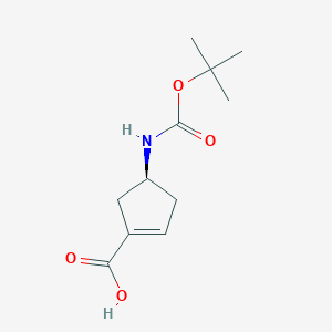 molecular formula C11H17NO4 B2639850 (4S)-4-{[(tert-butoxy)carbonyl]amino}cyclopent-1-ene-1-carboxylic acid CAS No. 1312161-65-1