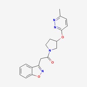 molecular formula C18H18N4O3 B2639853 2-(Benzo[d]isoxazol-3-yl)-1-(3-((6-methylpyridazin-3-yl)oxy)pyrrolidin-1-yl)ethanone CAS No. 2034210-31-4