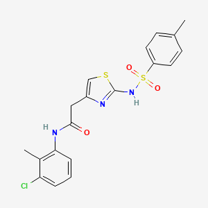 molecular formula C19H18ClN3O3S2 B2639855 N-(3-chloro-2-methylphenyl)-2-(2-(4-methylphenylsulfonamido)thiazol-4-yl)acetamide CAS No. 922101-17-5
